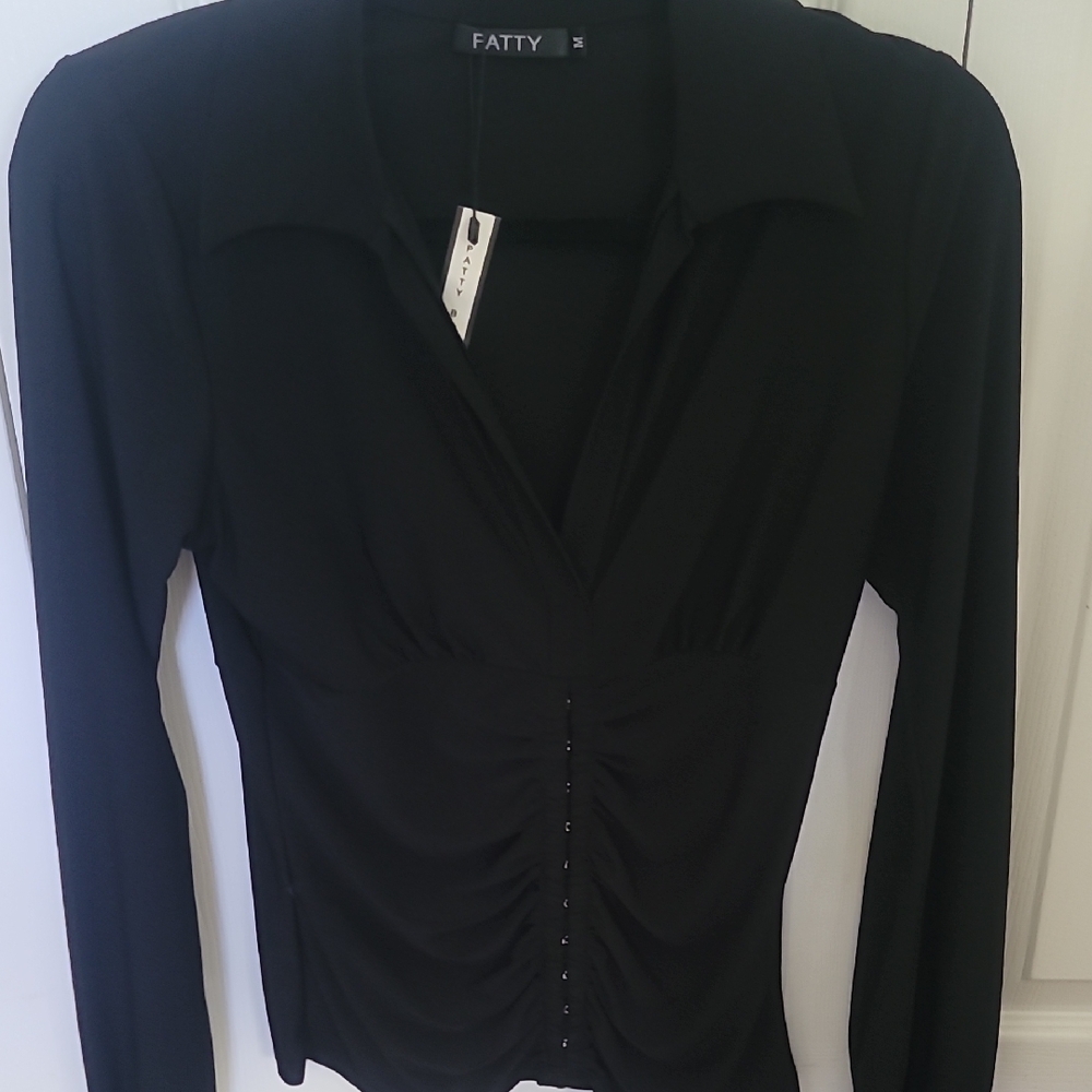 PattyBoutik Elegant Black Long Sleeve Blouse